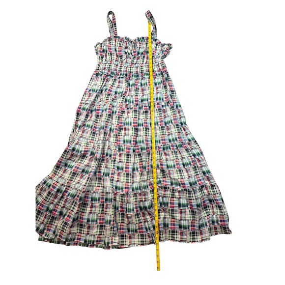 NWT Nautica Jeans Plaid Maxi Dress Smocked Bodice Tiered Spaghetti Strap L - Picture 3 of 12